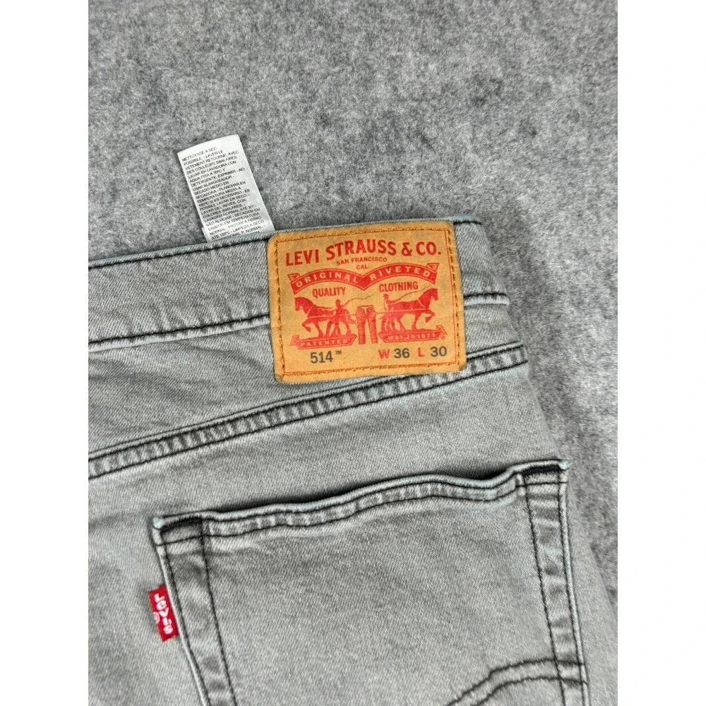 Levis 514 Denim Jeans Mens 36x30 Fits 36x29 Gray Straight Leg Casual Pants